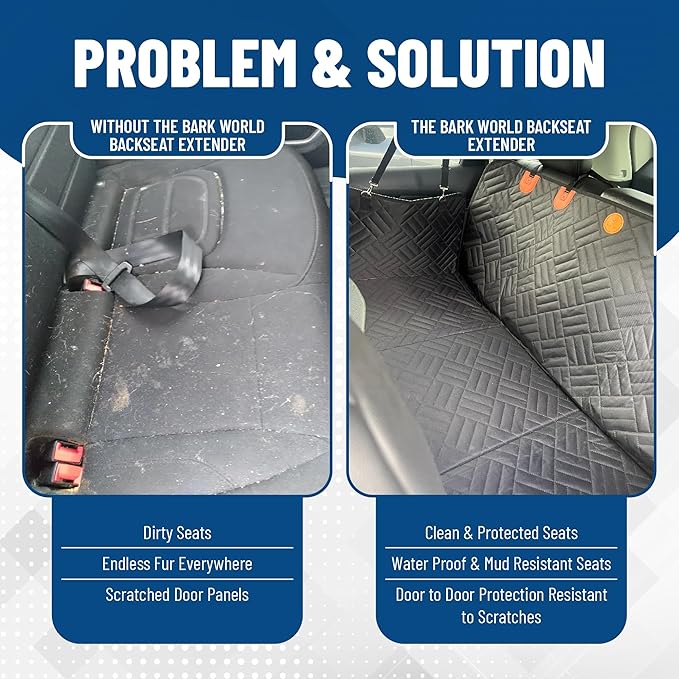 Dog Backseat Extender with Hard Bottom – Waterproof Pet Travel Platform - Nonslip Rear Seat Cover - Car Hammock Bed for Cars SUVs & Small Trucks