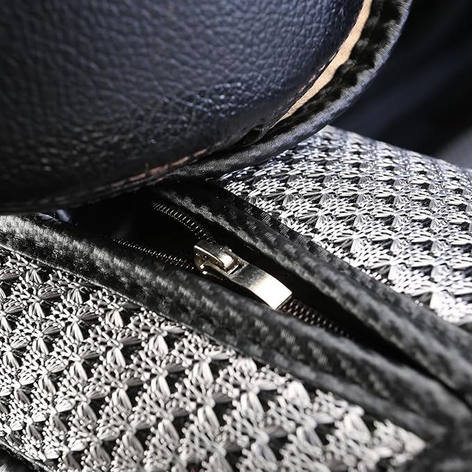 Auto Newer Luxury Breathable Car Seat Cover,Rear Car Seat Protector, Fit Four Seasons of Universal Automotive Vehicle Cushion Cover, Compatible with 90% Cars,SUV,Trucks (Gray,Rear Seats)