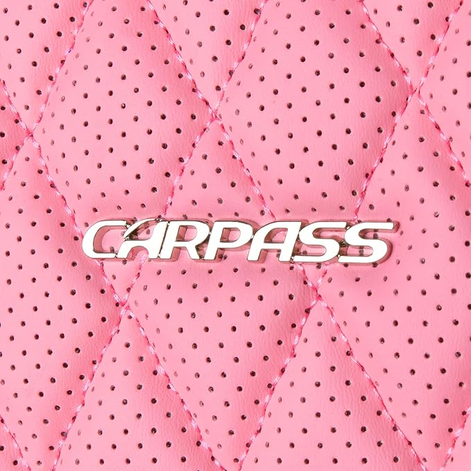 CAR PASS Bling Pink Nappa Leather Car Seat Covers for Front Seats, Waterproof Heavy-Duty Anti-Slip, Universal Fit for 95% Auto SUV Sedan Truck, Glitter Sparkly Shining Rhinestone, Pink Leather Diamond