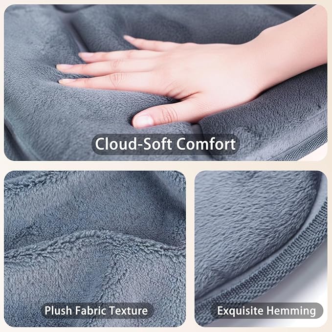 Back Massager with Soft Plush Fabric Cover, Massage Seat Cushion with 8 Vibration Motors & 2 Heating Levels, Chair Massager for Recliner, Office Chair, Sofa Use, Gifts for Dad Mom