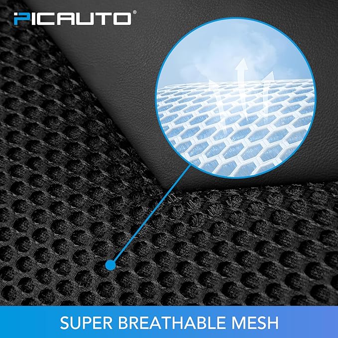 PIC AUTO Car Seat Cover, Super Breathable Mesh Front Seat Cover for Cars, Beige Leather Seat Covers, Universal Fit, Durable, Airbag Compatible, Suitable for SUVs, Trucks, Sedans, and Vehicles