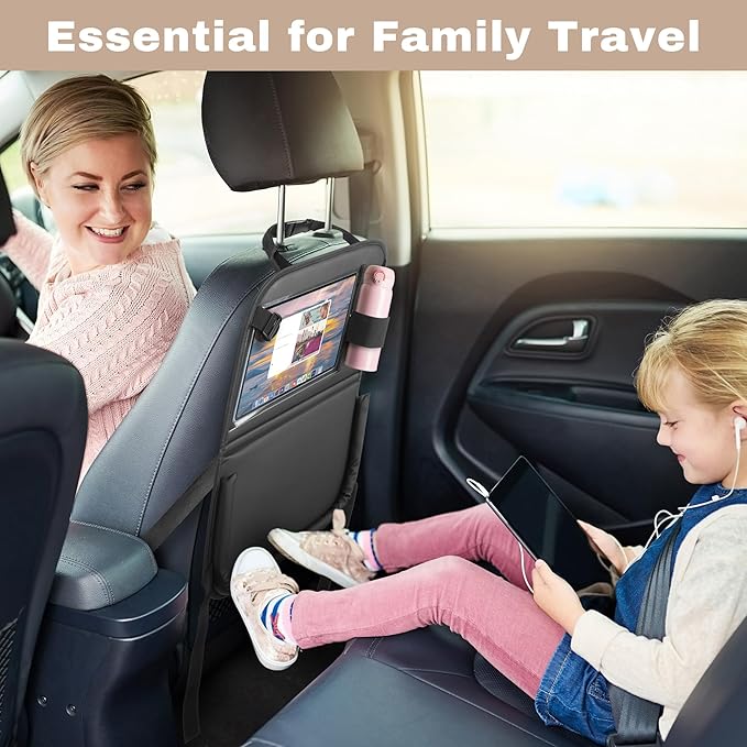 JEYODA Car Back Seat Organizer with Tablet Holder - Multi-Pocket Storage Organizer for Auto Mobile Office & Dining, Adjustable Height Folding Design, Fit for Most Car SUV Van