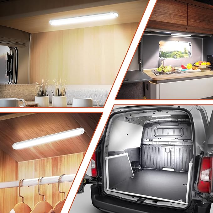 12V LED Interior Light Bar, 120LEDs 28W Led Strip Lights with ON/Off Switch, for Enclosed Cargo Trailer Car RV Van Truck Lorry Camper Boat Caravan Motorhome (4 Pack)