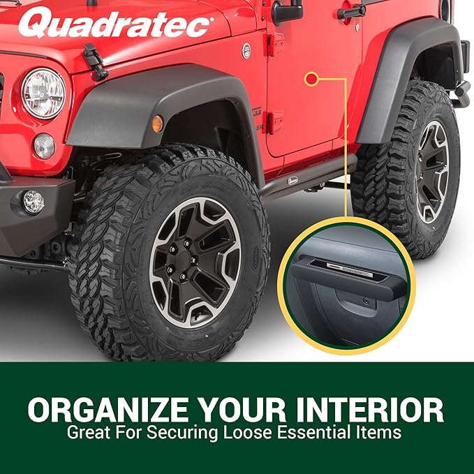 Quadratec Grab Bar Tray - Fits Jeep Wrangler JK JKU 2011-2018 2-Door & 4-Door - Dashboard Grab Handle Tray Storage - Slides in Grab Bar Above Glove Box - Jeep Wrangler Interior Accessories Organizer