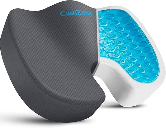 Office Chair Seat Cushion, Cooling Gel Enhanced Memory Foam Cushion for Long Sitting - Back, Sciatica, Coccyx, Tailbone Pain Relief Pillow - for Office, Gaming, Car, Wheelchair - Grey, Large