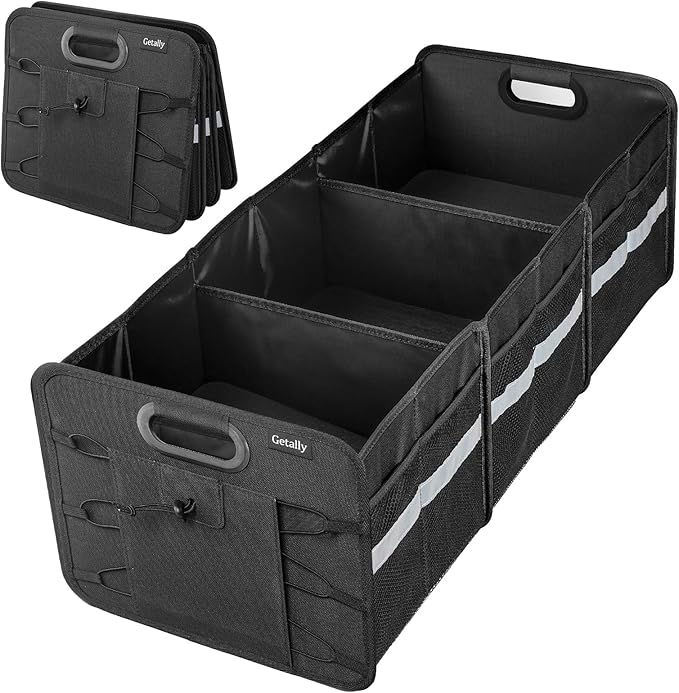 Trunk Organizer for Car， Collapsible Trunk Organizer with Multi Pockets, 3 Compartments Storage Organizer for Car SUV, Truck, Sedan
