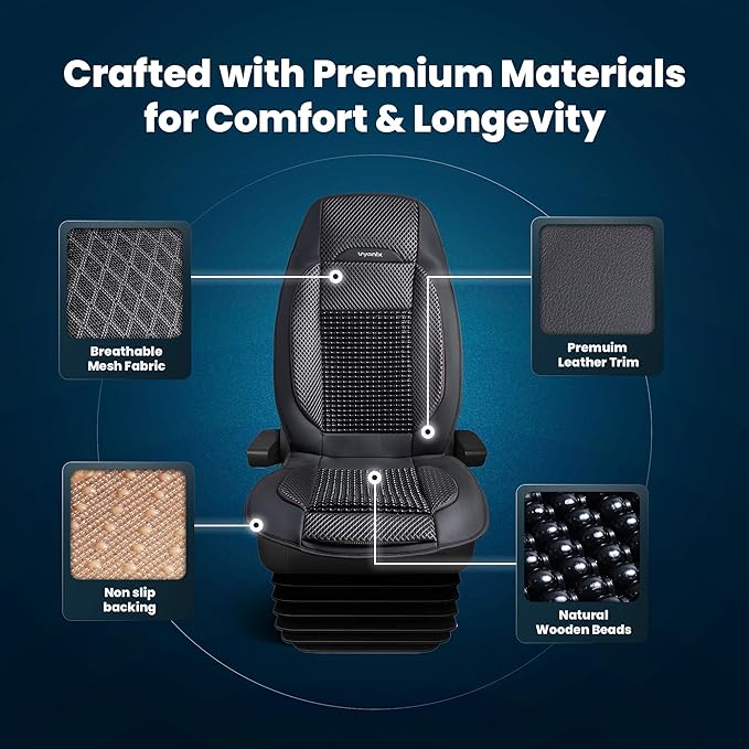 Semi Truck Beaded Seat Covers, Cooling Car Seat Cushion for Back Support, Anti-Sweat Seat Covers for Trucks, Universal Fit for Volvo, Kenworth, Freightliner, Improved Comfort & Durability (2)