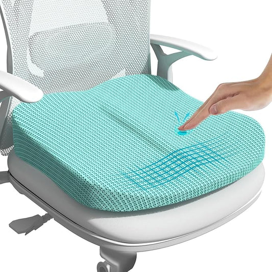 Wedge Car Seat Cushions for Driving, Adult Booster Seat Cushion for Car Truck Driver, Memory Foam Butt Cushion for Office Chair Wheelchair Home, Mesh Turquoise