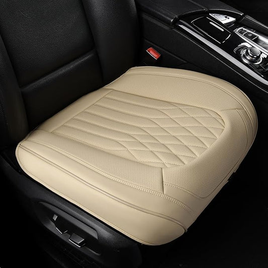 2 Pack Front Car Seat Bottom Covers, Universal Auto Seat Cushions, Nappa Leather Full Wrapping Edge Compatible with Most of Vehicles - SUVs/Sedans/Pickup Trucks, Beige