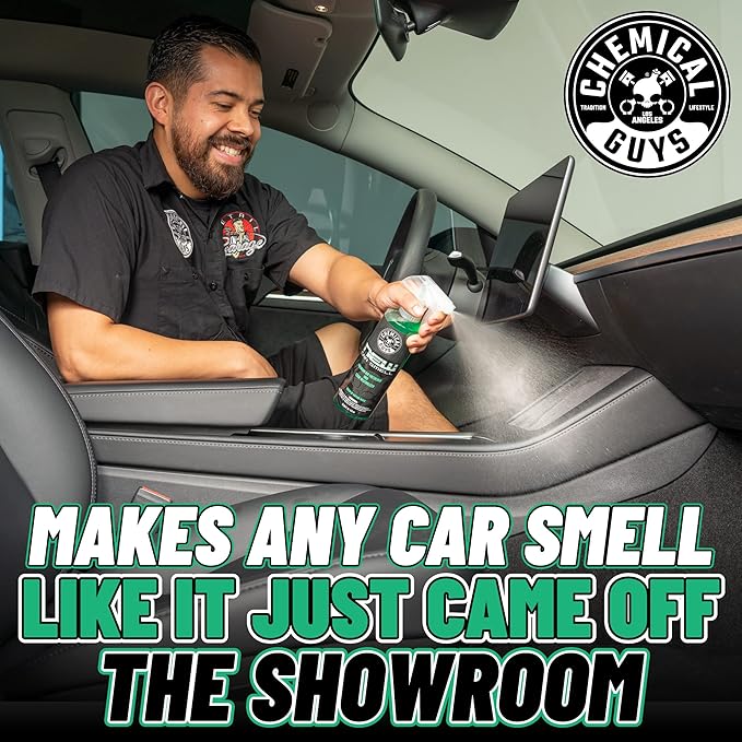 Chemical Guys New Car Smell Air Freshener and Premium Odor Eliminator Refreshes & Neutralizes Odors, Great Car Fresheners for Trucks, SUVs, RVs, and More - 16 Fl Oz (Pack of 2)