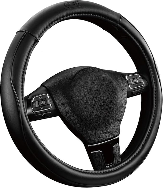 Skechers Memory Foam Steering Wheel Cover,Piping Microfiber Leather Steering Wheel Cover Sporty Universal Fit 14" 1/2-15" Car Wheel Protector for Men Women Fit Suvs,Vans,Sedans,Car,Trucks,Black