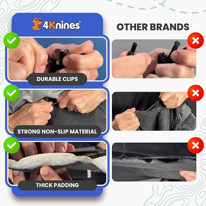 4Knines Hard Bottom Back Seat Extender for Dogs – Waterproof Dog Car Seat Cover – Heavy Duty Backseat Protector for Cars, SUVs, Trucks – Built-in EZ Open Door Protector (Camo, XL)