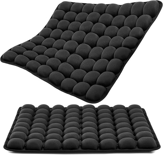 2 Pcs Travel Cushion for Airplane Seat, Inflatable Airplane Seat Cushion for Long Flights 64 Bubbles Portable 3D Air with Storage Bag Pressure Relief Ergonomic for Office, Car, Stadium