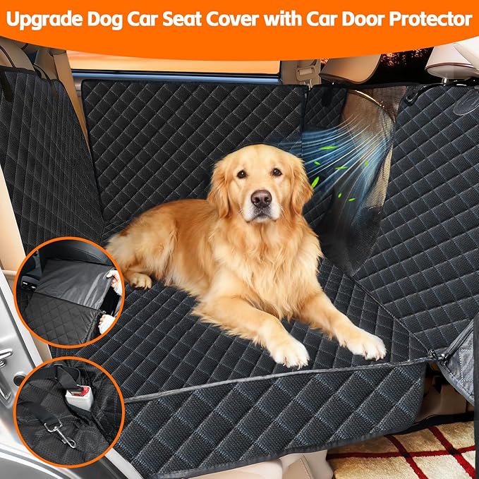 Back Seat Extender for Dogs,Hard Bottom Car Seat Cover for Dogs with Car Door Protectors, Dog Car Seat Cover for Back Seat Waterproof and Scratch-Resistant Seat Covers for Cars SUV&Truck
