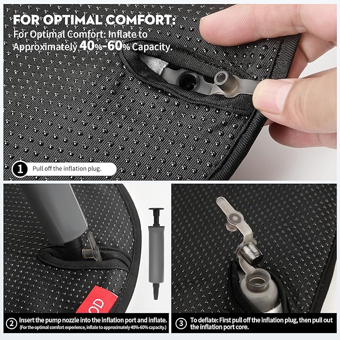 Airplane Seat Cushion for Long Flights, Inflatable & Portable Travel Cushion for Tailbone Pain Relief, Pressure Relief Car Seat Cushion for Office Chair and Wheelchair Use