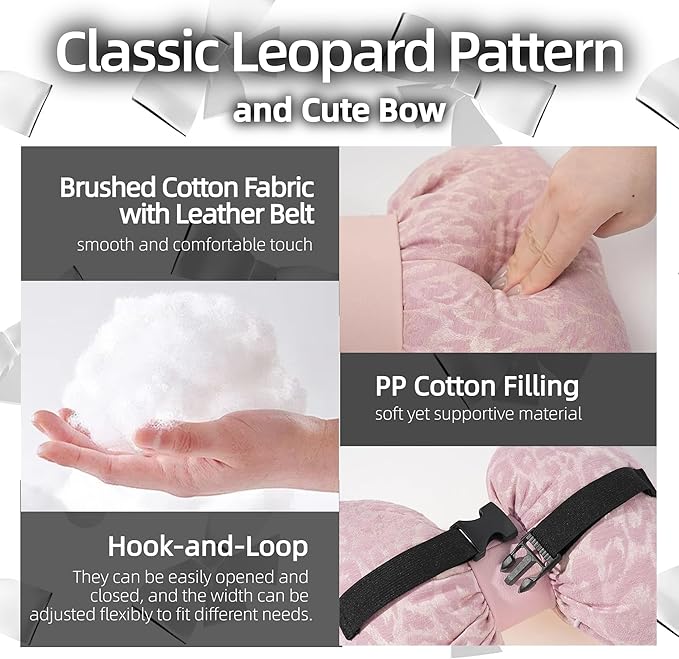 Car Headrest Pillow with Leopard Print Chic Car Interior Breathable Neck Support Cushions Fits for Most Cars (Pink Pillow)