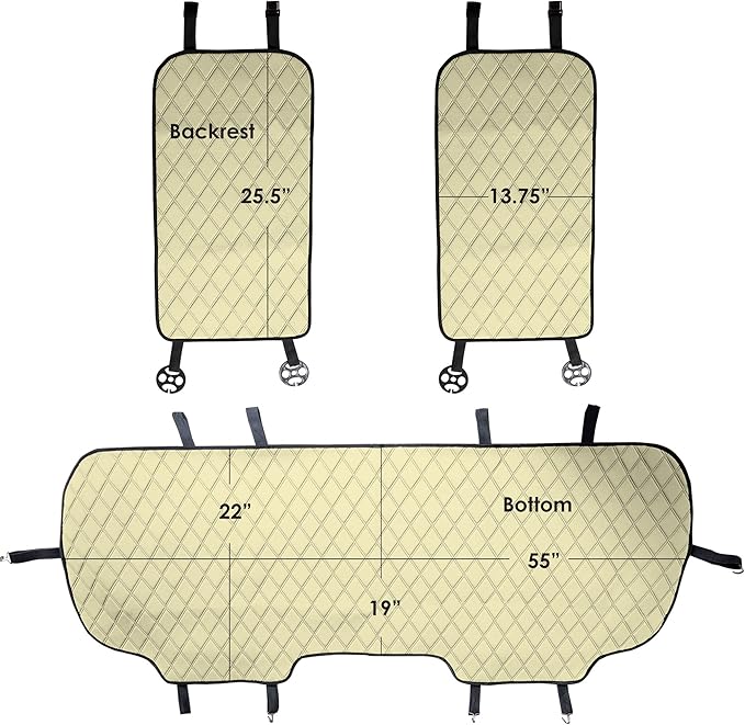 FH Group Car Seat Cushion Neosupreme Automotive Seat Cushions - Universal Fit, Rear Car Seat Cushion, Car Seat Cushions With Non-Slip Silicone Backing for SUV, Sedan, Van Rear Set Beige