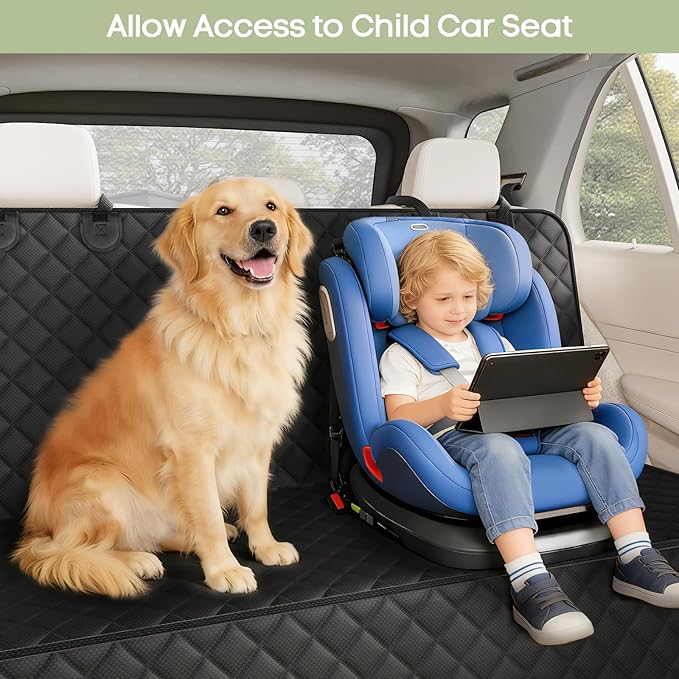 Dog Car Seat Cover for Back Seat, Waterproof Pet Bench Seat Cover for Dogs, Scratchproof Nonslip Rear Seat Protector for Cars, Trucks, SUVs
