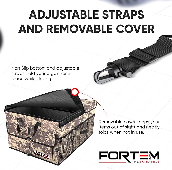 FORTEM Trunk Organizer For SUV Car Trunk Organizer, Foldable Storage, Car Accessories for Women Men, Collapsible Bag, Perfect Christmas Gifts, 600D Oxford, Non Slip Bottom, Straps, Soft Cover (65L)