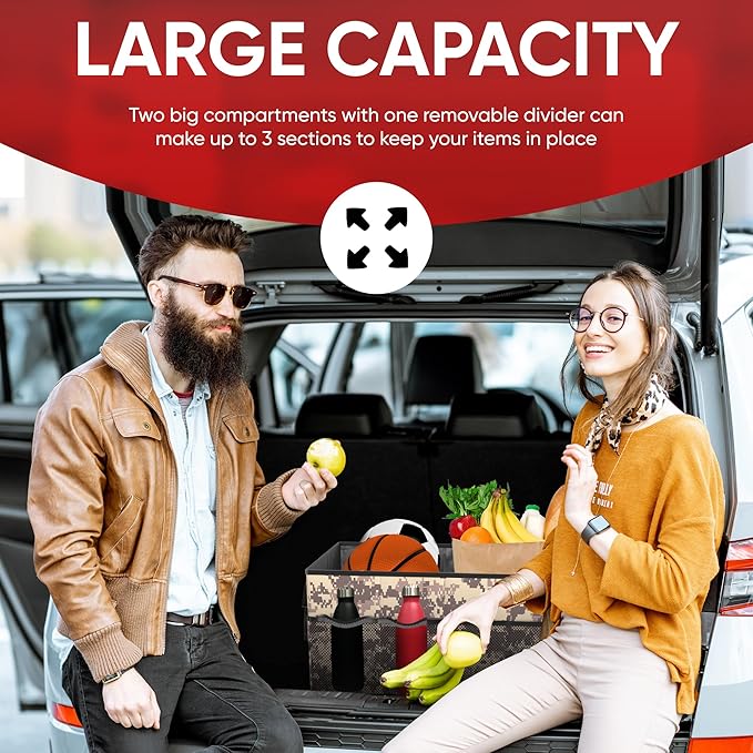 FORTEM Trunk Organizer For SUV Car Trunk Organizer, Foldable Storage, Car Accessories for Women Men, Collapsible Bag, Perfect Christmas Gifts, 600D Oxford, Non Slip Bottom, Straps, Soft Cover (65L)