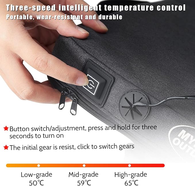 Juexica Portable Heating Seat Cushion Heated Pad with 3 Levels Fast Heating Warm Seat Pads Electric USB Power Stadium Pad for Bleachers Office Park Boat Camping