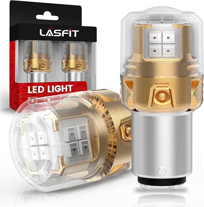 LASFIT 1157 LED Bulb Red Brake Light Tail Lights, Upgraded 500% Super Bright 2057 2357 7528 BAY15D LED Lamps with Projector Lens Replacement for Inner Taillights Stop Lights, 2pcs