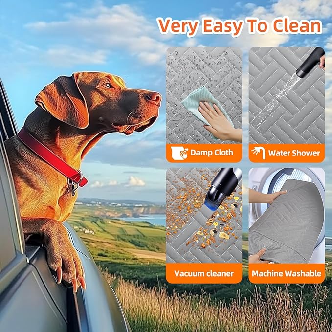 Back Seat Extender for Dogs,Hard Bottom Car Seat Cover for Dogs with Mesh Window,Waterproof Backseat Pet Cover Hard Bottom-Dog Car Seat Cover for Back Seat Dog Hammock for Car/SUV (L-Grey)