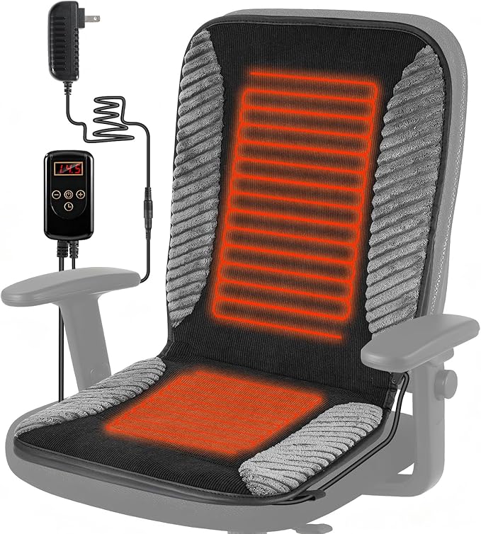 Heated Seat Cushion for Office Chair, Back and Seat Warmer Pad, Heated Chair Pad with 110V Adapter