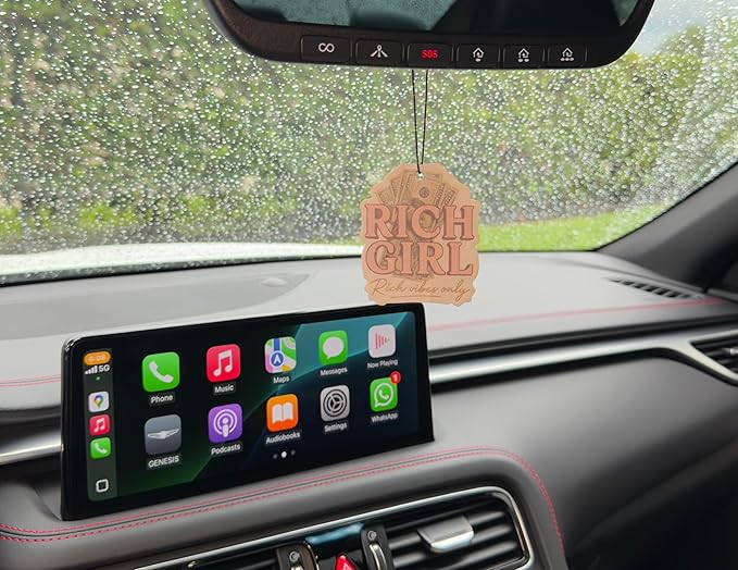 Inspirational Luxury Car Air Freshener & Keychain Bundle – 6-Piece “Essentials by Mery” Collection for Motivation & Positive Energy (Rich Girl – Strawberry)