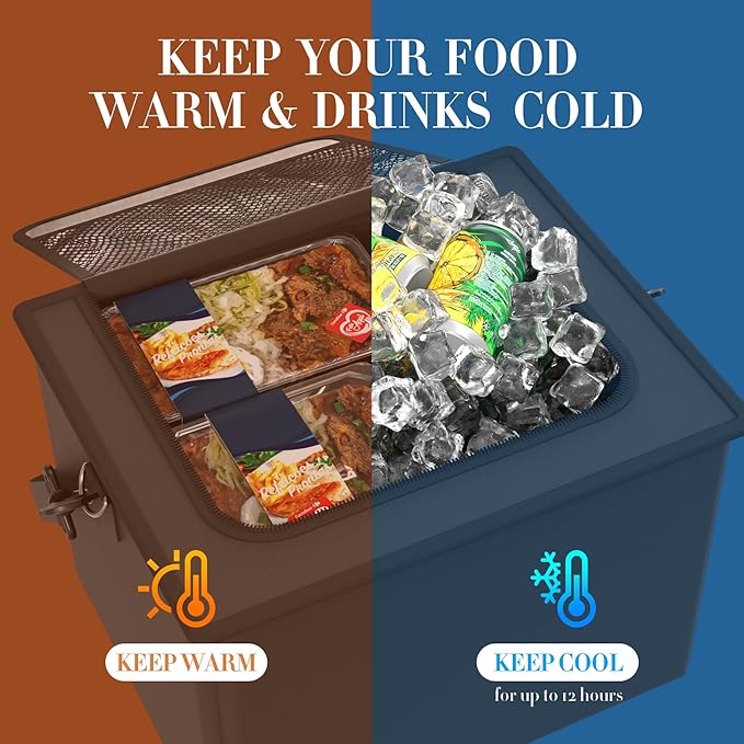 Large Trunk Organizer for SUV with Premium Portable Cooler Bag, Car Organizers and Storage with Foldable Cover, Collapsible Car Trunk Bed Organizer for Truck, 2 Retractable Straps, 90L+20L, Black-C