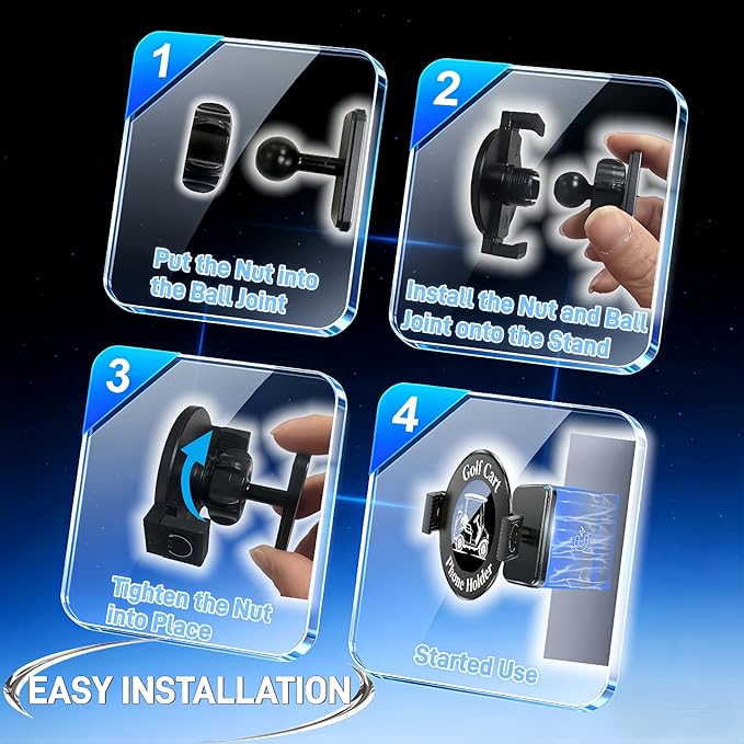 Golf Cart Phone Holder, Magnetic & Clamp Design (2-in-1), Compatible with iPhone & Android, 360° Rotation, Fit Yamaha, EZGO, Club Car, Powerful Magnetism, Gift for Men Women (2026 Upgrade)