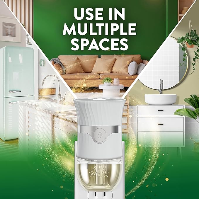 Air Wick Plug in Scented Oil Starter Kit, 2 Warmers + 6 Refills, Fresh Linen, Same Familiar Smell of Fresh Laundry, Eco Friendly, Essential Oils, Air Freshener