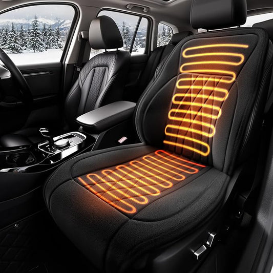 Universal Car Seat Cushion, Premium Comfort Velour Car Seat Covers for Front Seats with Anti-Slip Base - Fits Driver or Passenger in Cars, Trucks, SUVs, and Vans, 1 Pack, Black