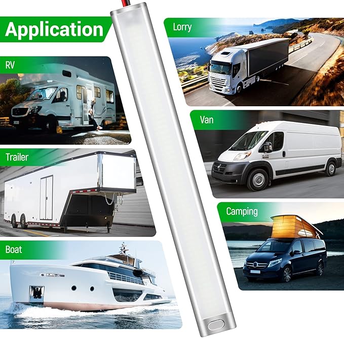 CT CAPETRONIX 12v LED Interior Light Bar, 168LEDs 1700LM 10W, DC 12 Volt led Strip Lights with ON/Off Switch, for Enclosed Cargo Trailer, Car RV Van Truck Lorry Camper Boat Caravan Motorhome (2Pcs)