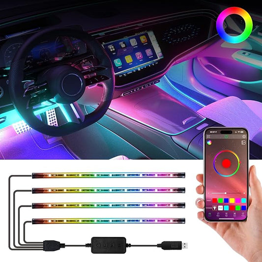 car led Lights Interior,car Ambient Lighting,Inside Lights for car,APP Control 16 Million Colors Music Sync,DIY Mode Multicolor led Lights for car Interior,Trucks,SUVs,15V USB Power