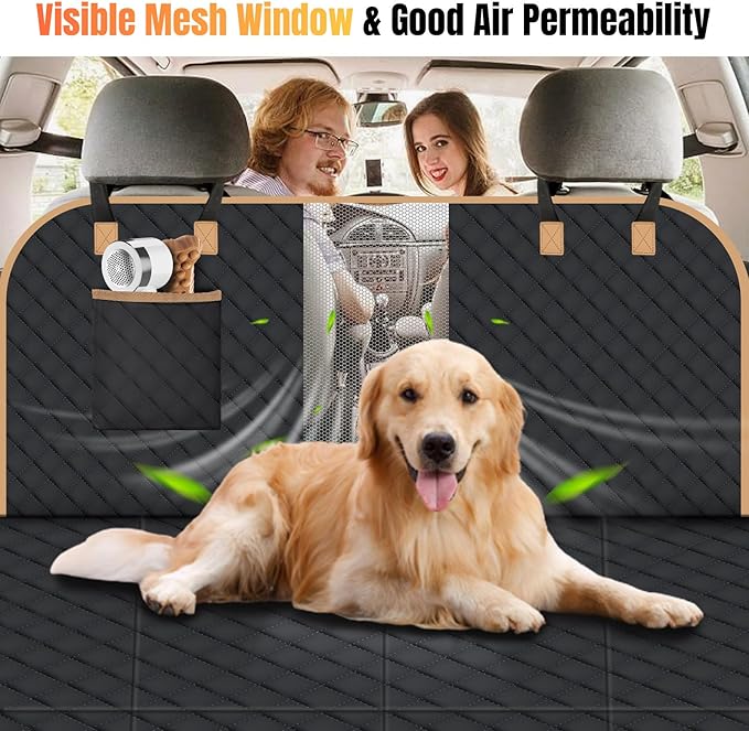 Dog Car Seat Cover for Back Seat, Hard Bottom Holds 420lbs Dog Hammock for Cars SUVs Trucks, Easy to Clean, Waterproof Scratch-Proof Nonslip Backseat Extender for Dogs