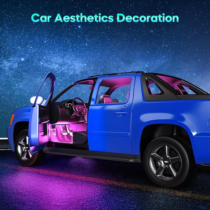 Winzwon Led Lights for Car Accessories Interior, Valentines Day Gifts for Him Her Men Women Teen Boys Girls, APP Control with USB Port Color Change Lights for Truck Decor