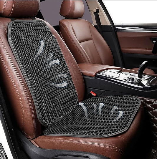 New Summer Vented Cooling Air Mesh Seat Cushion Pad For Car,Universal Ventilated Breathable Seat Cover Fits Car SUV Truck Van Pickup Of Driving Seat For Men Women (Black-1PcsSeatPad+1PcsBackCushion)