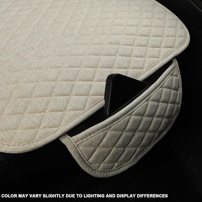 West Llama Linen Car Seat Covers,Bottom Seat Covers for Cars Include 1 Piece Front Driver Seat Pad Mat Universal Fits 90% Vehicles,SUVs,Cars,Sedans(1Piece-Beige)