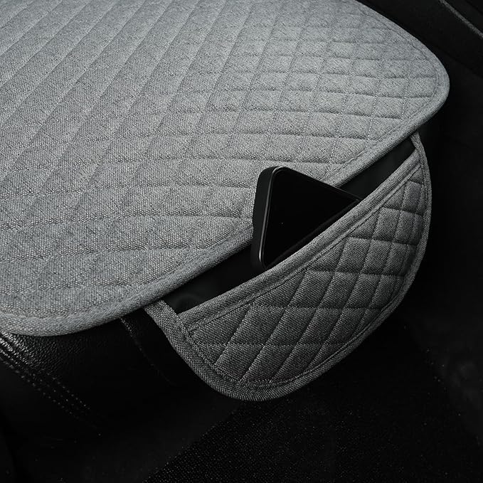 West Llama Linen Car Seat Covers,Bottom Seat Covers for Cars Include 2 Piece Front Driver Seat Pad Mat Universal Fits 90% Vehicles,SUVs,Cars,Sedans(2Piece-Gray)