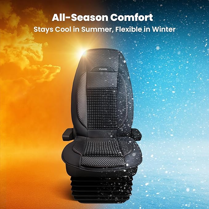 Semi Truck Beaded Seat Covers, Cooling Car Seat Cushion for Back Support, Anti-Sweat Seat Covers for Trucks, Universal Fit for Volvo, Kenworth, Freightliner, Improved Comfort & Durability (2)