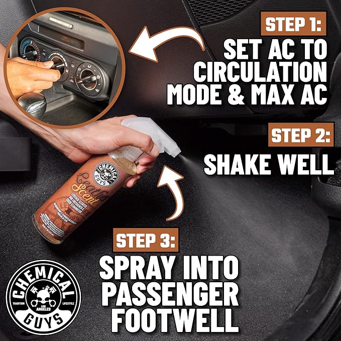 Chemical Guys Leather Scent Premium Air Freshener & Odor Eliminator – Car Air Freshener Leather Scent– Eliminates Odors and Refreshes Cars, Trucks, SUVs and RVs, 16 oz