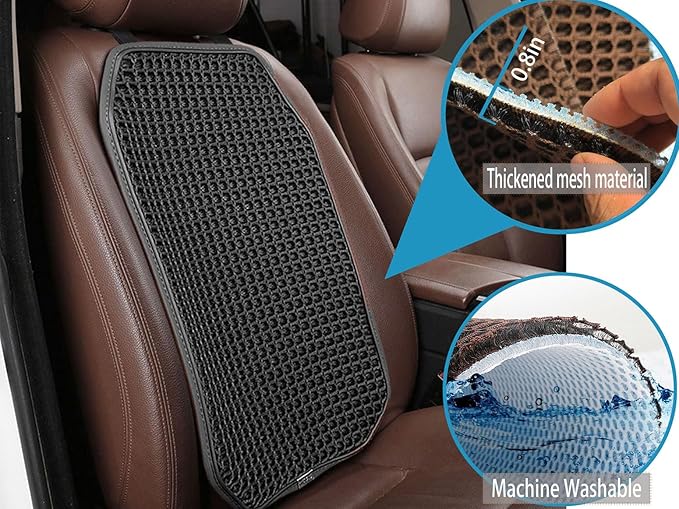 New Summer Vented Cooling Air Mesh Seat Cushion Pad for Car,Universal Ventilated Breathable Seat Cover Fits Car SUV Truck Van Pickup of Driving Seat for Men Women (Black-BackCushion-1PCS)