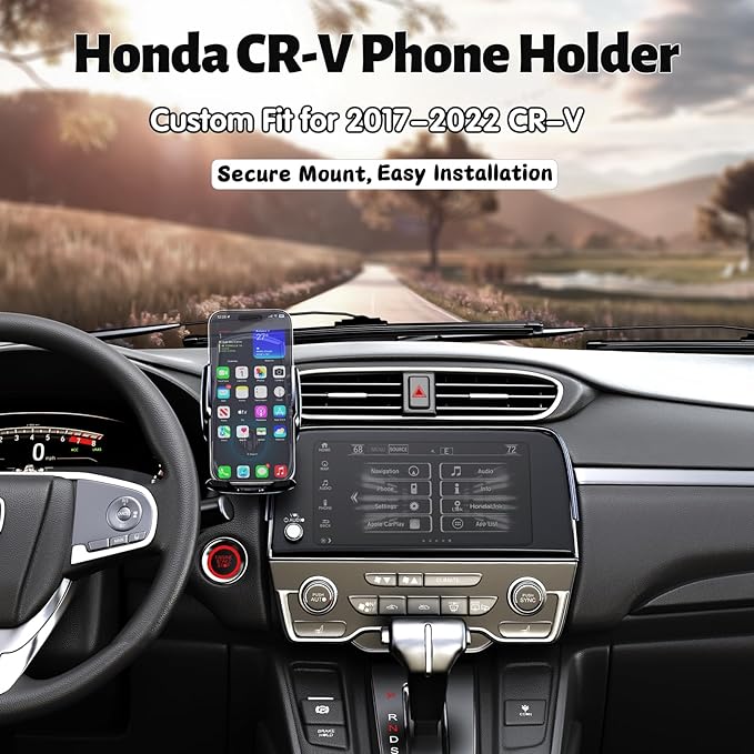 Car Phone Mount for Honda CR-V 2017–2022, 15W Fast Charging Auto-Clamping Honda CRV Phone Holder, 360°Adjustable Left-Top Screen Mount, Car Accessories