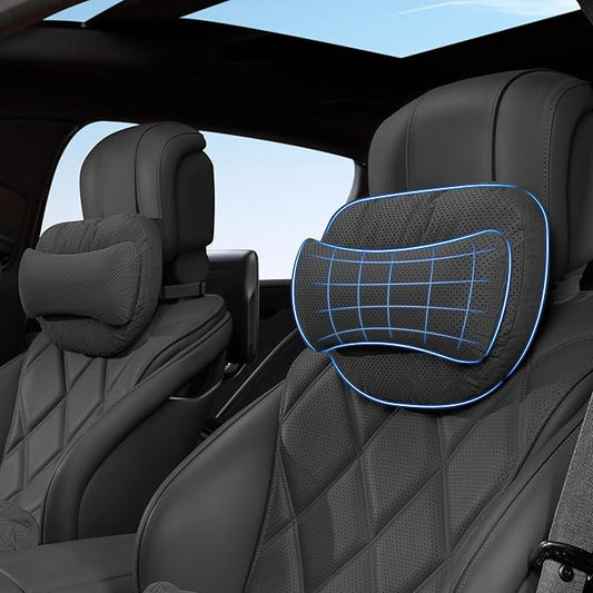 2 Pack Car Headrest Pillow for Neck Support, Softness Car Headrest Pillow for Driving with Adjustable Strap, Ergonomic Car Neck Support Pillow for Car Truck Sedan Home Office (Black)