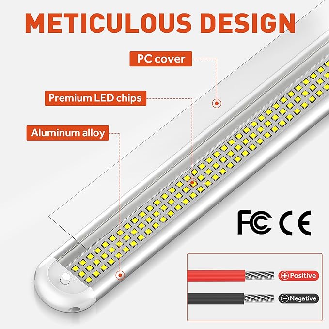 12V LED Interior Light Bar, 120LEDs 28W Led Strip Lights with ON/Off Switch, for Enclosed Cargo Trailer Car RV Van Truck Lorry Camper Boat Caravan Motorhome (4 Pack)
