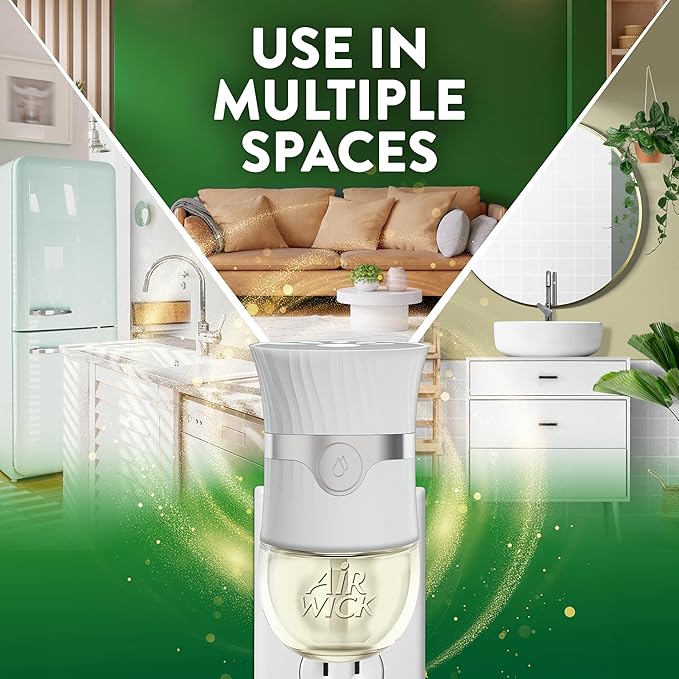 Air Wick Plug In Scented Oil Starter Kit, 2 Warmers + 6 Refills, Vanilla & Pink Papaya, Essential Oils, Air Freshener