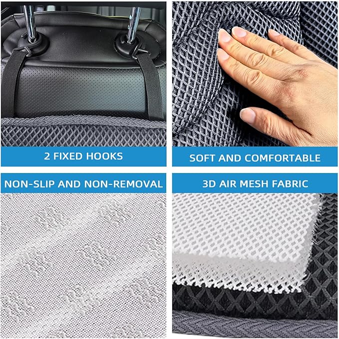 AEROiVi Car Seat Cushion with Back Support Pillow,Breathable 3D Air Mesh,Non-Slip Bottom, Lumbar Support Car Seat Cushion for Long Sitting,Comfort Car Seat Protector,Car Seat Pad Works with Truck,SUV