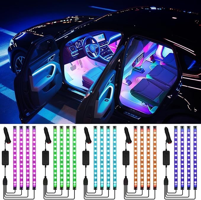 Footwell Lighting for car, Car Interior LED Lights,Lights for Inside car,APP Controlled RGB Light Strip with Music Sync Mode, 72 LEDs 16 Million Colors for Cars, Trucks, SUV via 12V Lighter