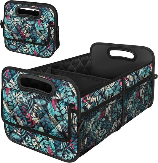 Deosk Car Trunk Organizer for SUV, Car Organizers and Storage with 6 Pocket, Car Accessories for Women/Men 50L Waterproof Polyester Trunk Organizer(Medium, Leaves)